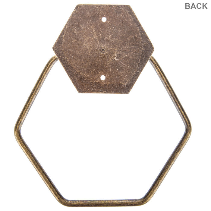 Antique Bronze Hexagon Towel Ring Wall Mounted Bathroom SET OF TWO