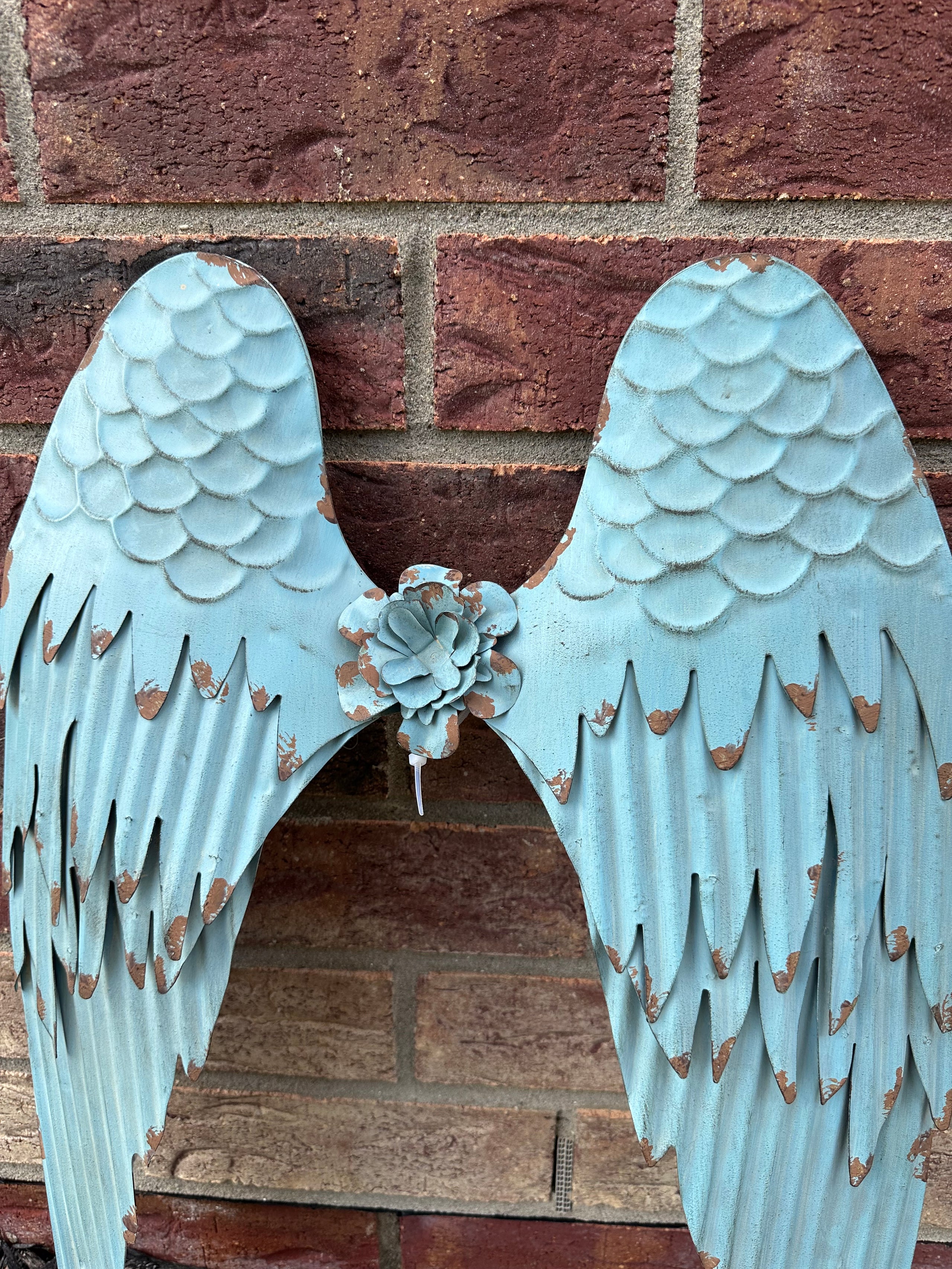 Large Blue Angel Wings Metal Wall Décor. Eye catching piece of Art